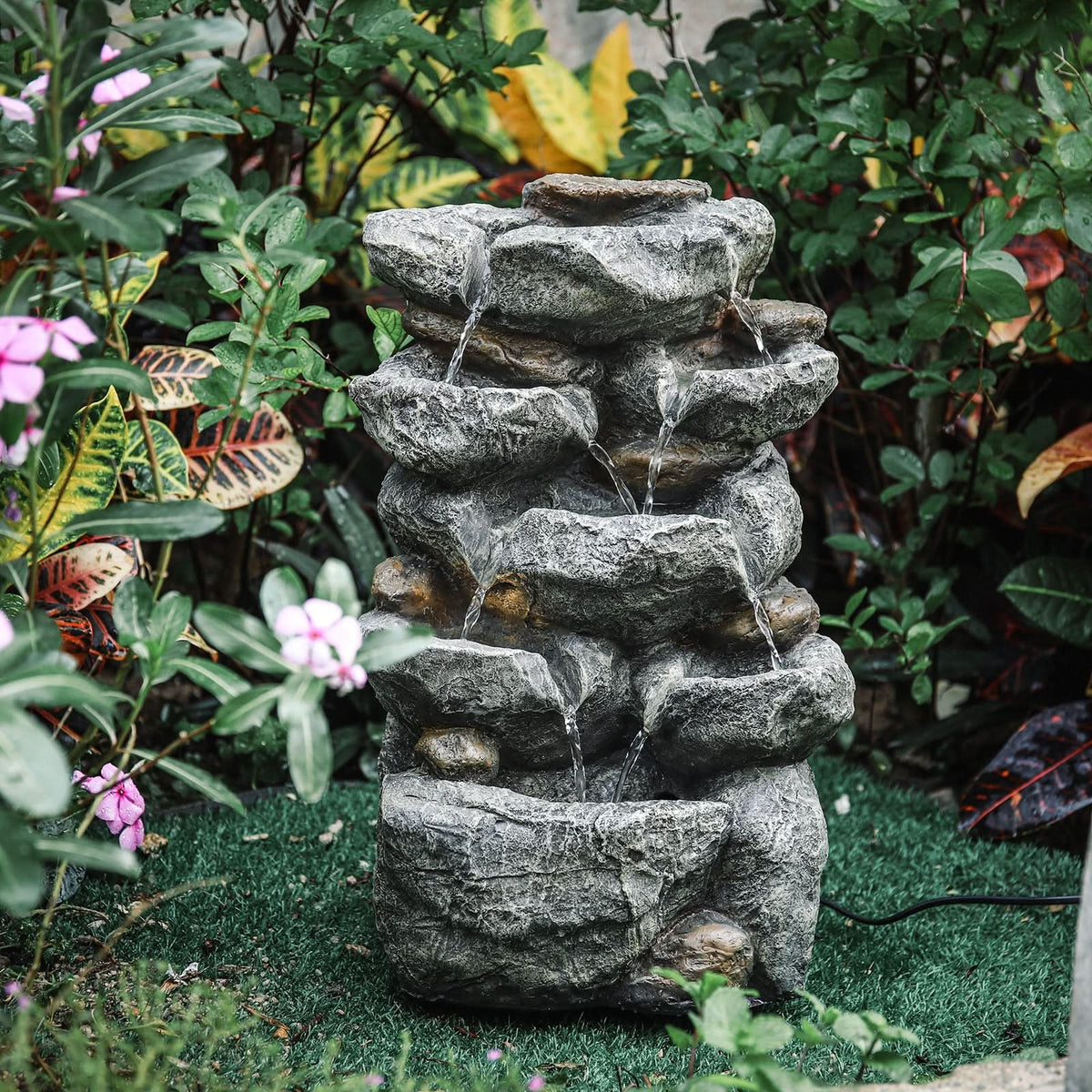 49CM Height Garden Cascading Waterfall Tiered Water Fountain Pump