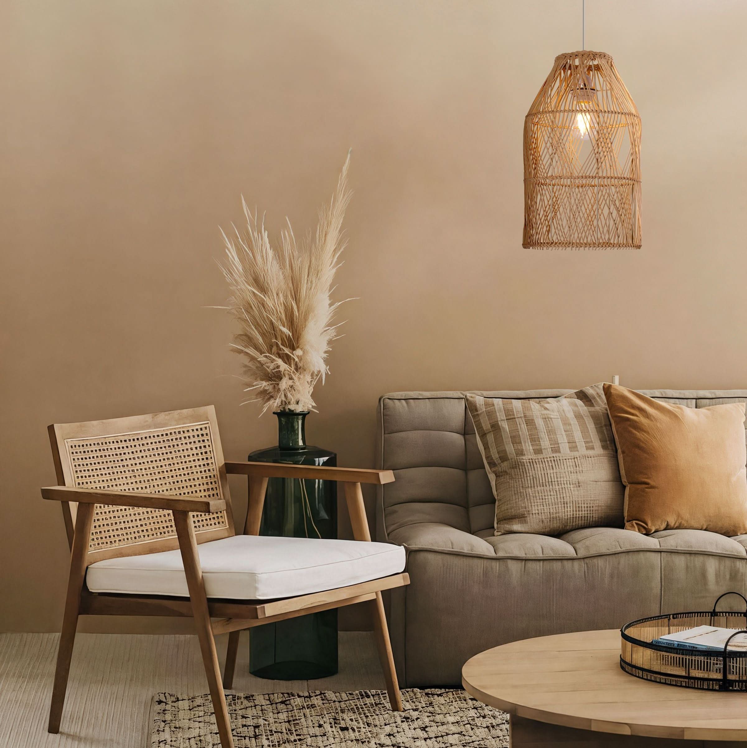 Lightsin Handwoven Rattan Pendant Light with Criss-Cross Pattern