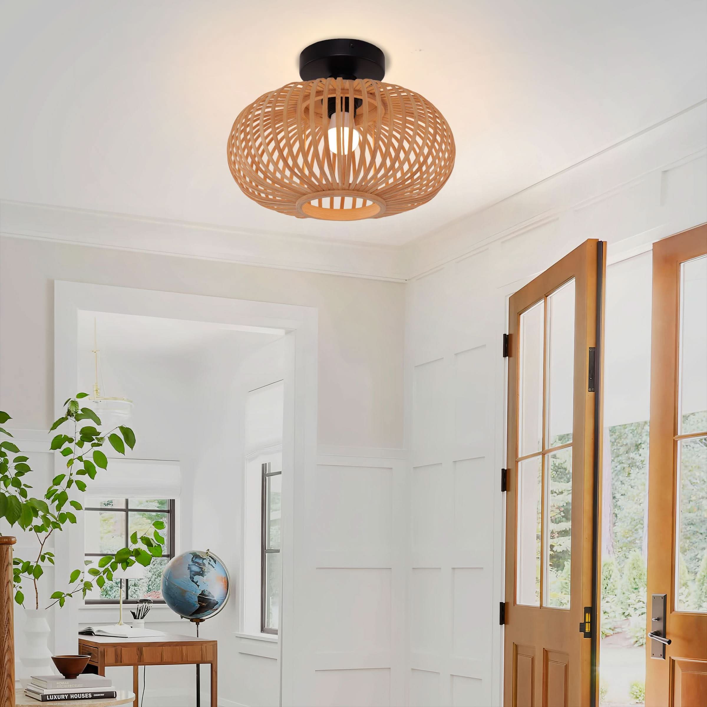 Lightsin Highly Cost-Effective Natural Woven Bamboo Wall Lamp