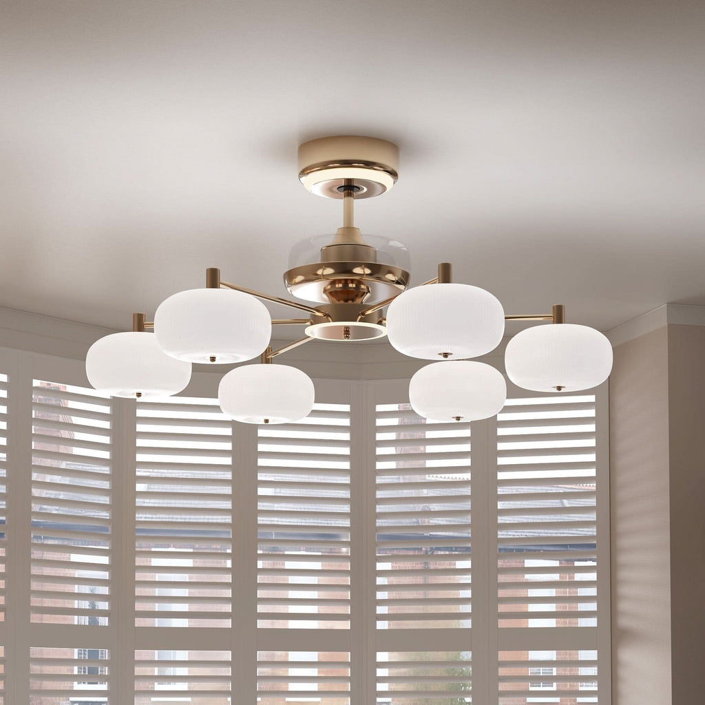 Lightsin Ceiling Fan Light with 6-Speed Control in Copper and Acrylic