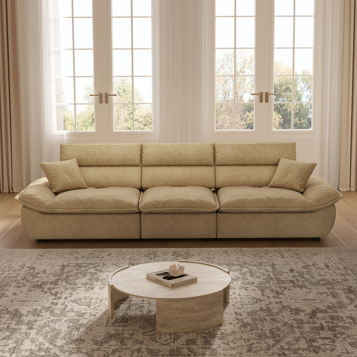 Cottonfy Adjustable Backrest Sailboat  Corduroy Sofa Green