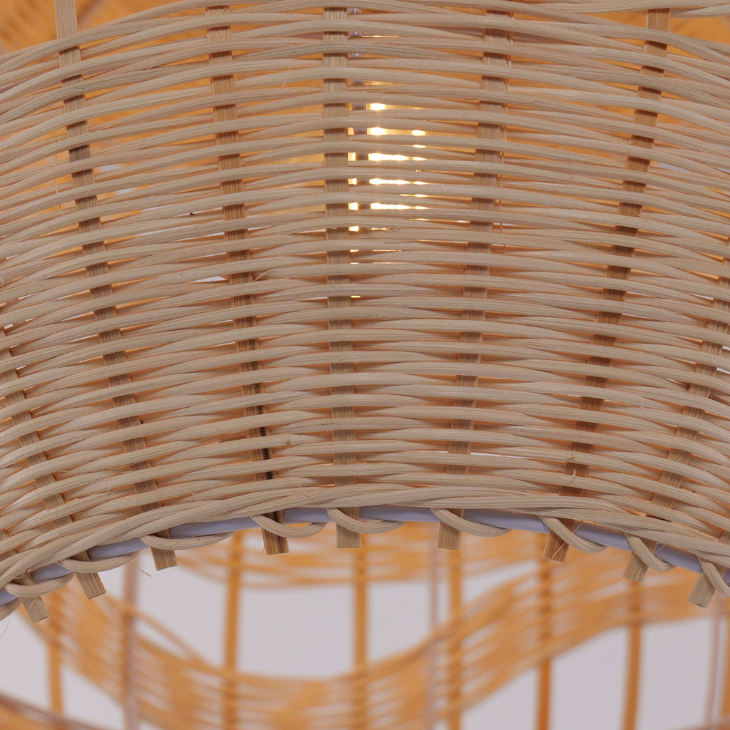 Lightsin Handwoven Rattan Pendant Light – Boho-Chic Ceiling Pendant Light for Dining Rooms, Living Spaces, and Wicker Interior Lighting