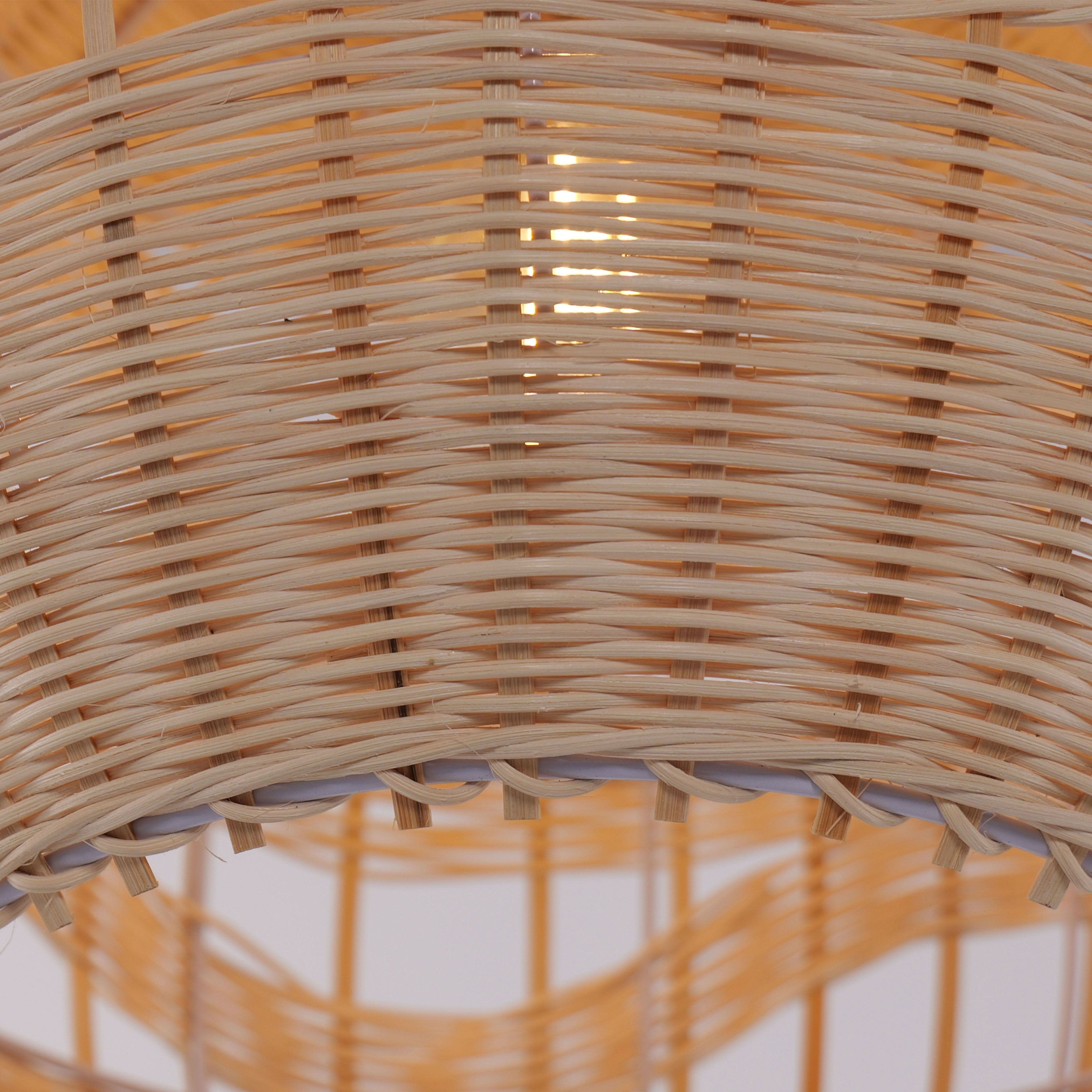 Lightsin Handwoven Rattan Pendant Light – Boho-Chic Ceiling Pendant Light for Dining Rooms, Living Spaces, and Wicker Interior Lighting