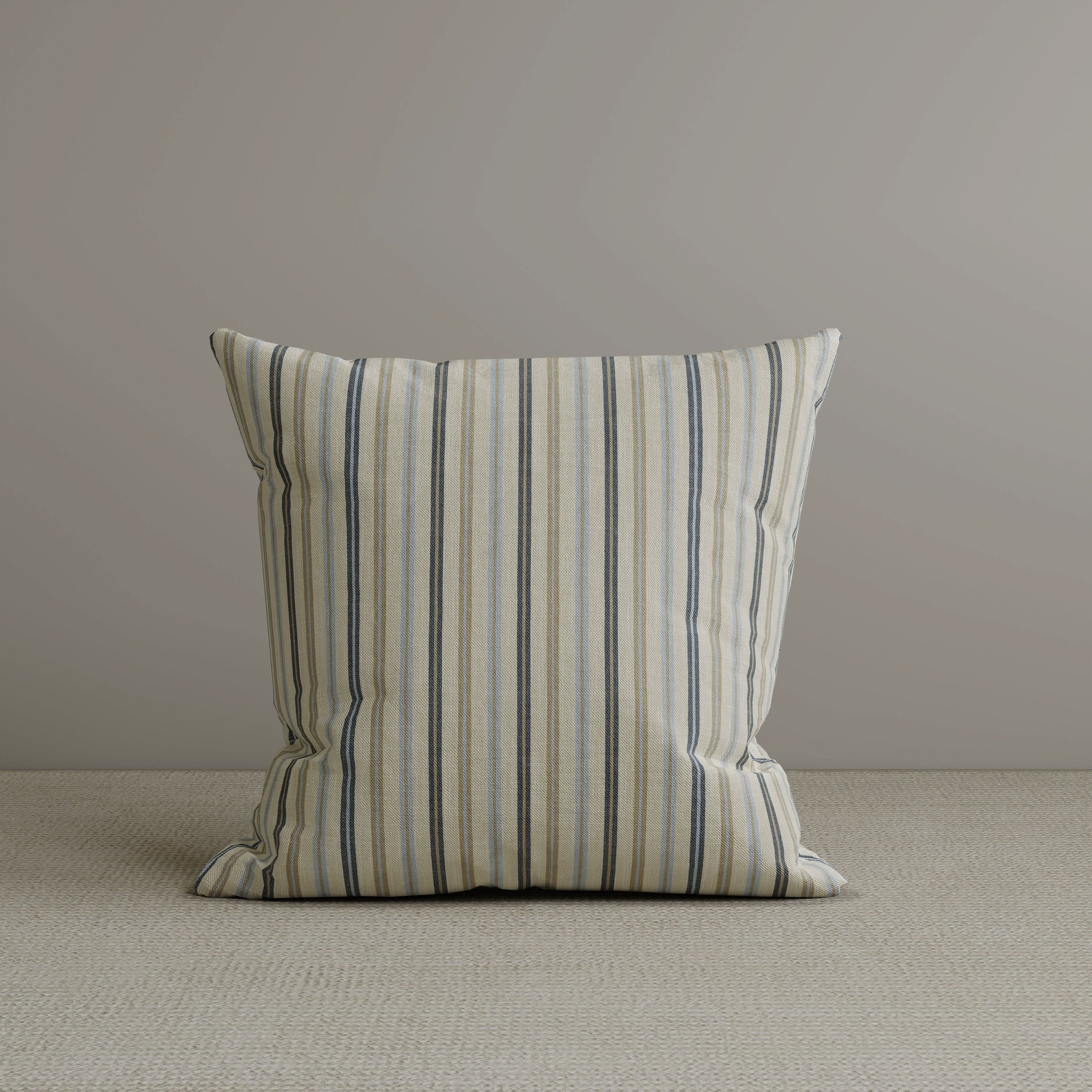 Cottonfy Square Exclusive Design Cushion in Light Blue Striped Cotton Linen, 45*45CM