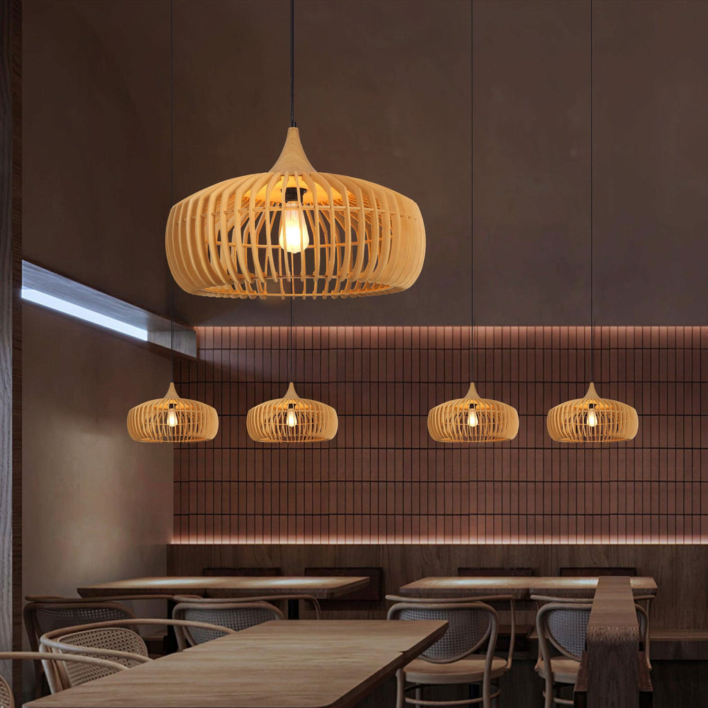 Lightsin Shadome-Handcrafted Wood Pendant Light for Kitchen Island and Modern Interiors