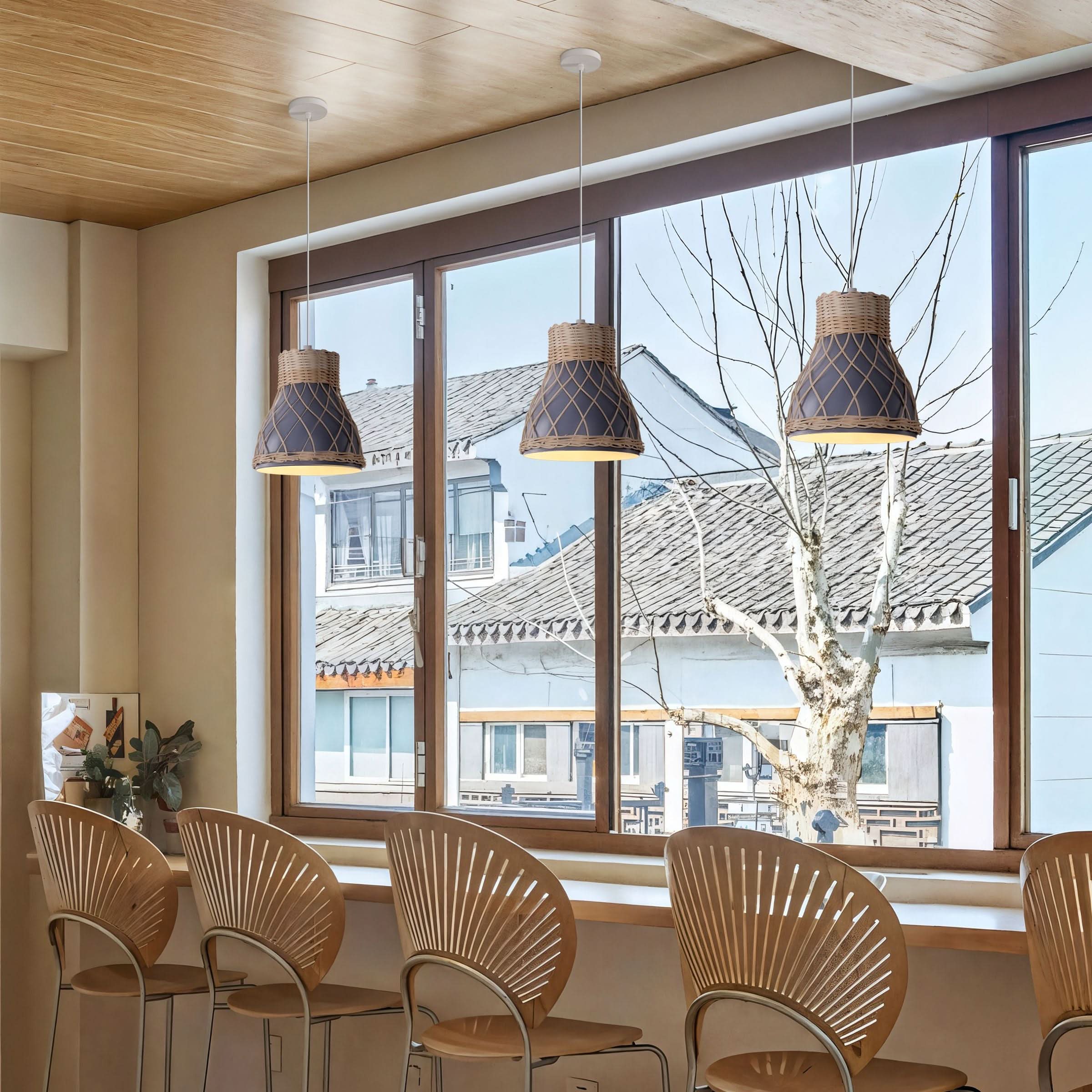 Lightsin Modern Rattan Pendant Light Available in Grey, Pink, and White