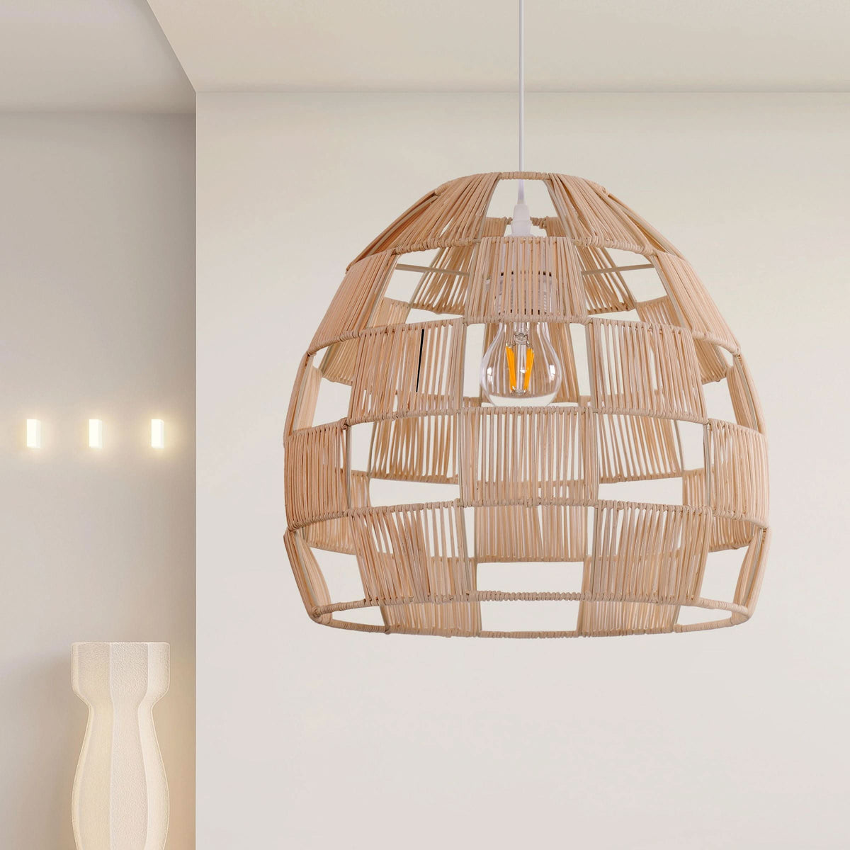 Lightsin Handwoven Rattan Pendant Light for a Warm & Stylish Ambiance