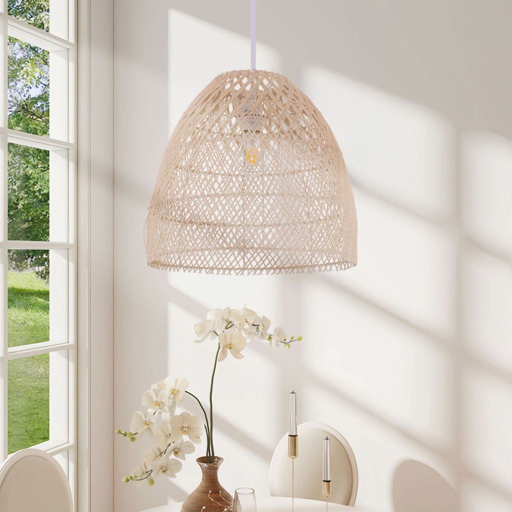 Lightsin TerraBell Dome Shaped Rattan Hanging Light