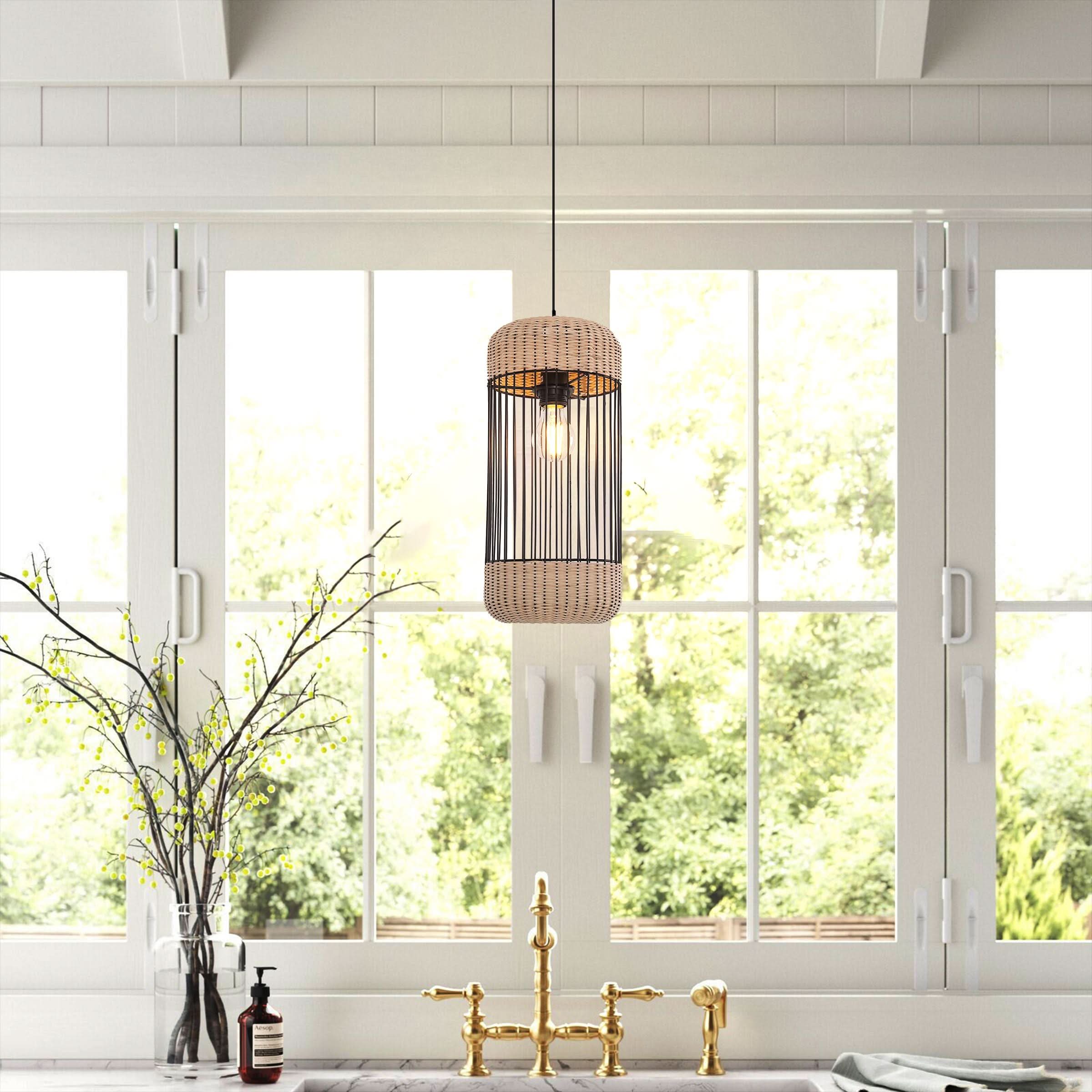 Glyph-Lightsin Cylinder-Inspired Rattan Pendant Light for Warm Natural Elegance