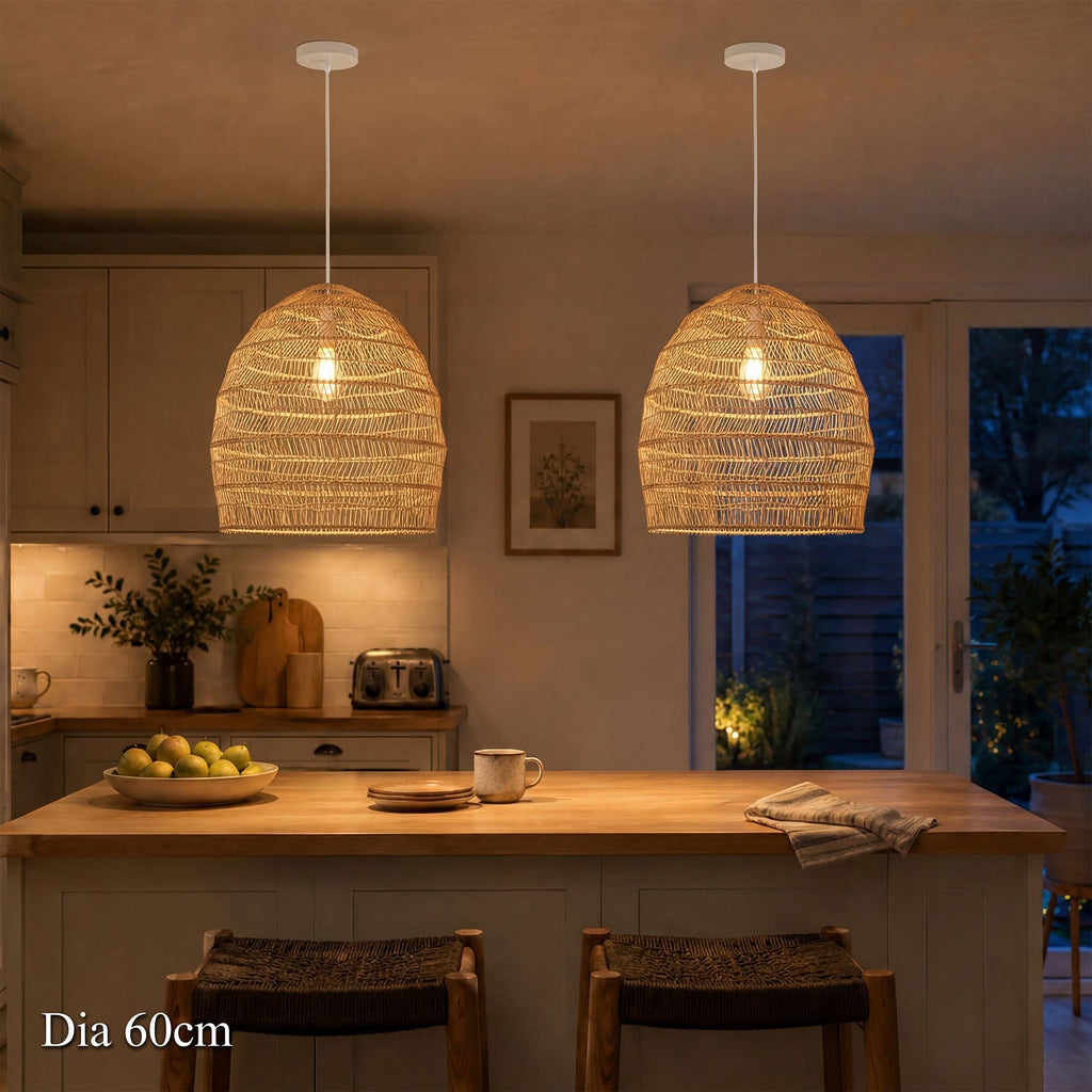 Cella-Lightsin Natural Rattan Pendant Light with Optional Woven Inner Sphere