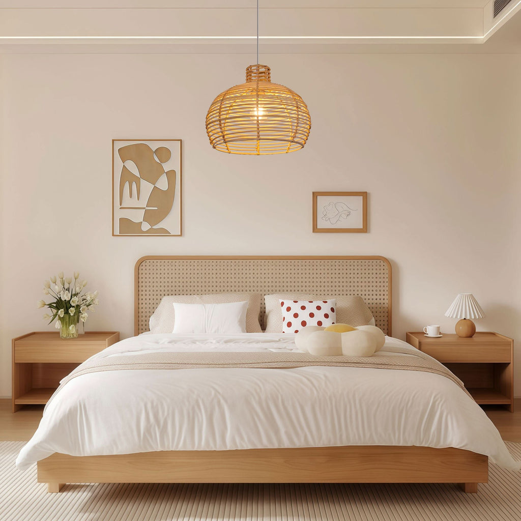 Lightsin Cella-Lightweight Open Weave Rattan Ceiling Light