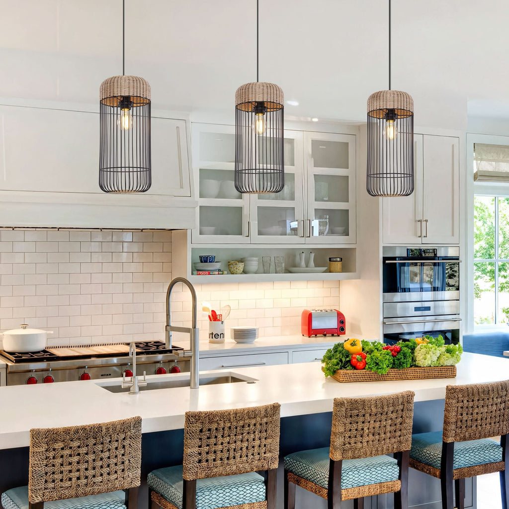 Glyph-Lightsin Woven Rattan Cylinder Pendant Light for Warm and Inviting Spaces