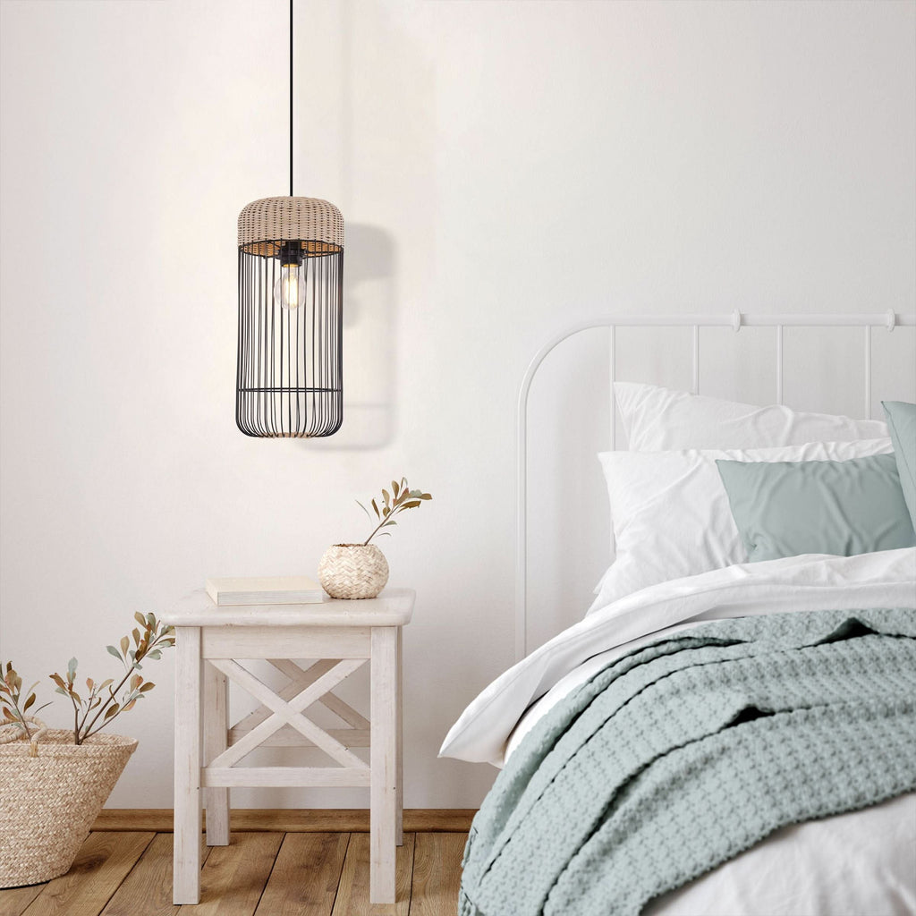 Glyph-Lightsin Woven Rattan Cylinder Pendant Light for Warm and Inviting Spaces