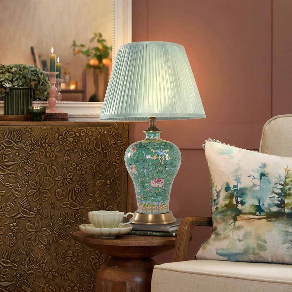 Lightsin Vibrant Ceramic Table Lamps for Living Room – Handcrafted Design with Warm Fabric Shade