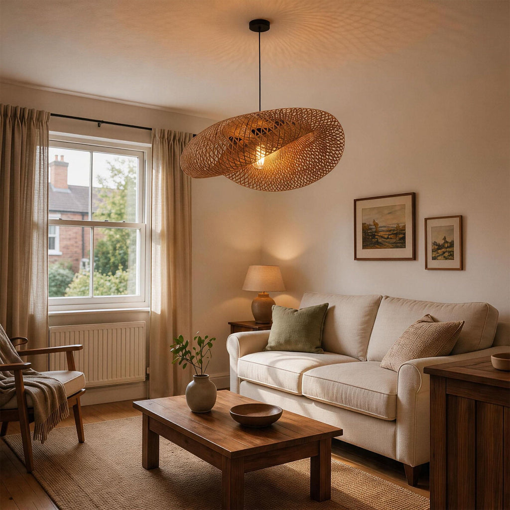 Lightsin Eco-Friendly Handmade Bamboo Pendant Light 60/80cm for Dining Room & Living Room