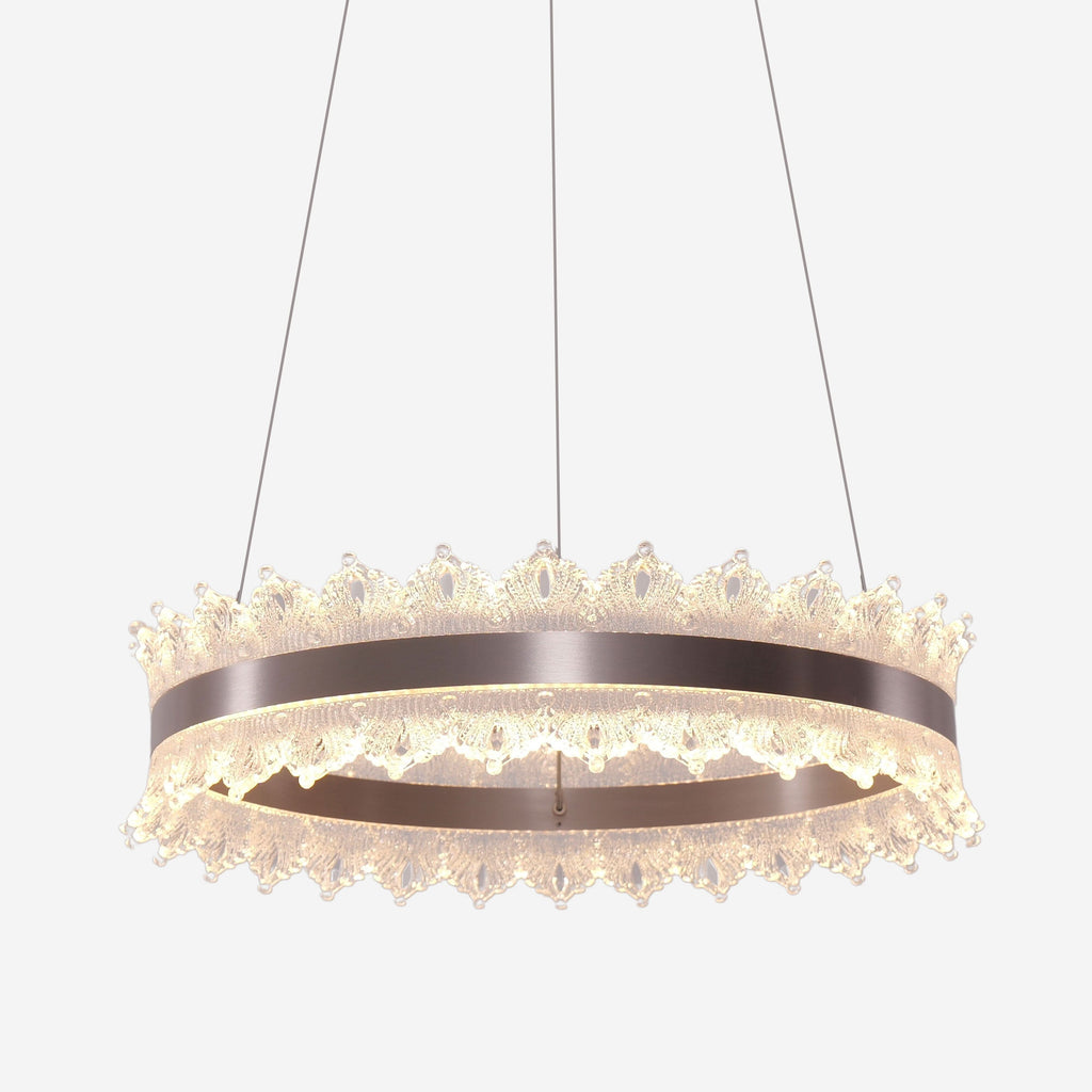Lightsin Modern Simple Dimmable Metal Ring-Shaped Pendant Light with Acrylic Ceiling Light Cover and Acrylic Lighting Panels