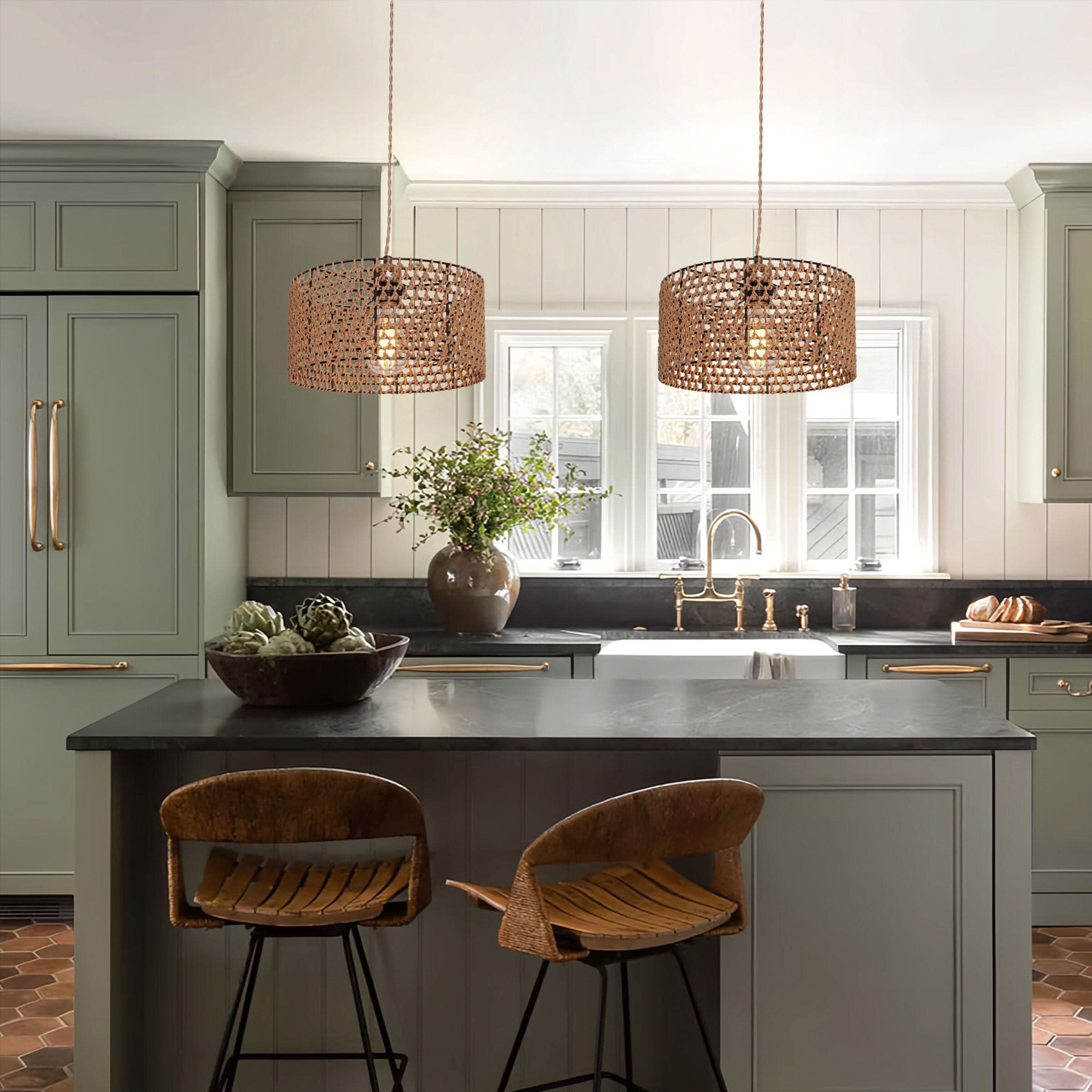 Lightsin Boho Paper Rope Iron Pendant Light  for Cozy Interiors