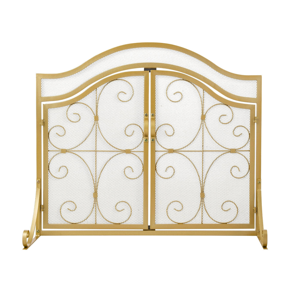 Smallbee Iron Fireplace Screen Gold Powder-Coated – 90x32x78.8cm