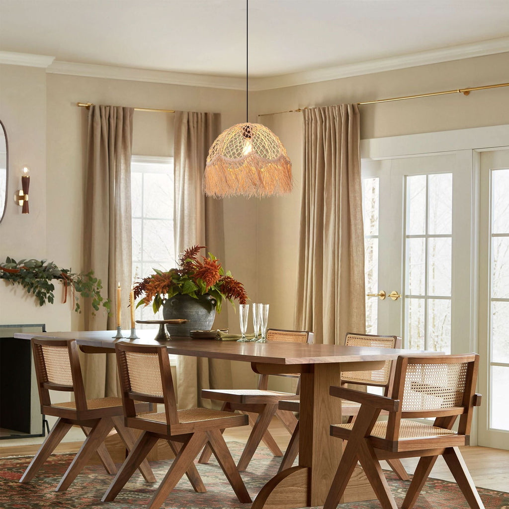 Lightsin Bohemian Woven Rattan Dome Pendant Light for Cozy Interiors