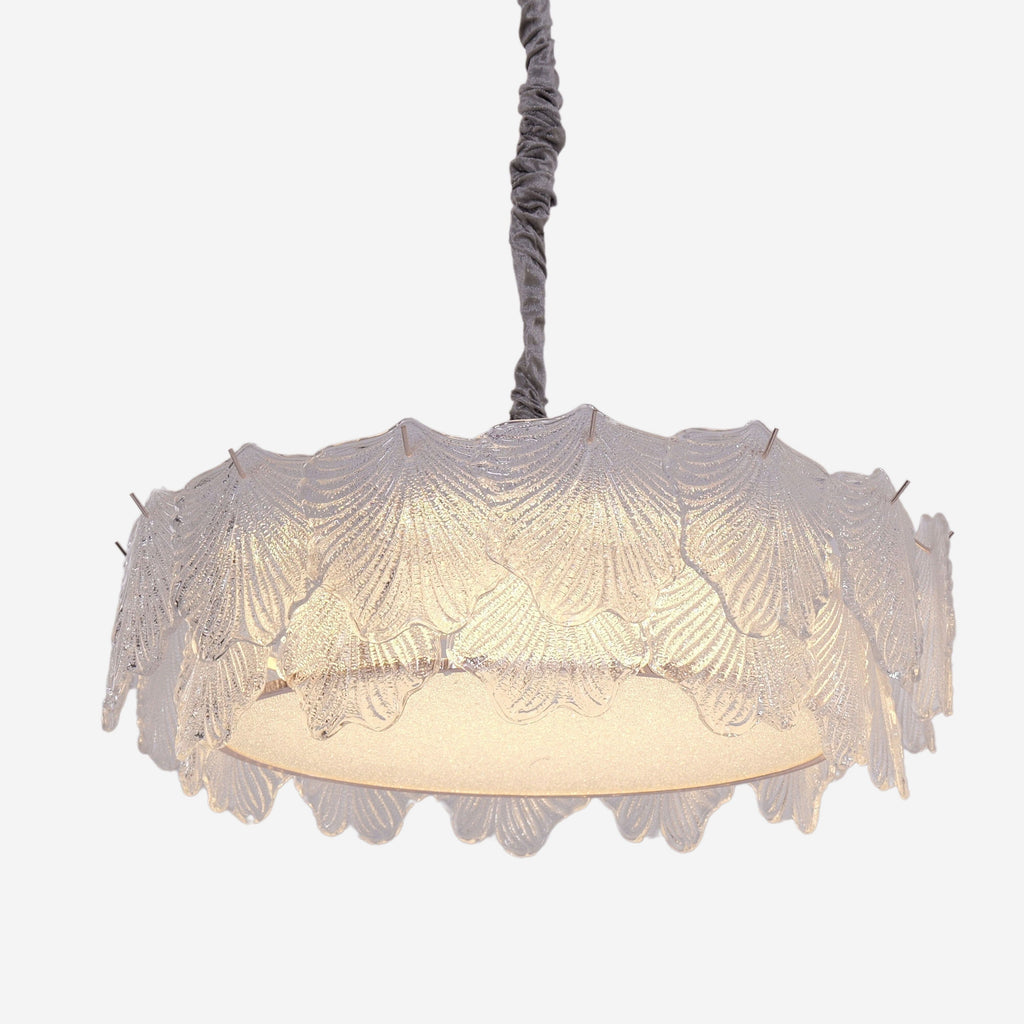 Lightsin Modern Vintage Leaf Glass Pendant Light with Metal Frame for Living Room