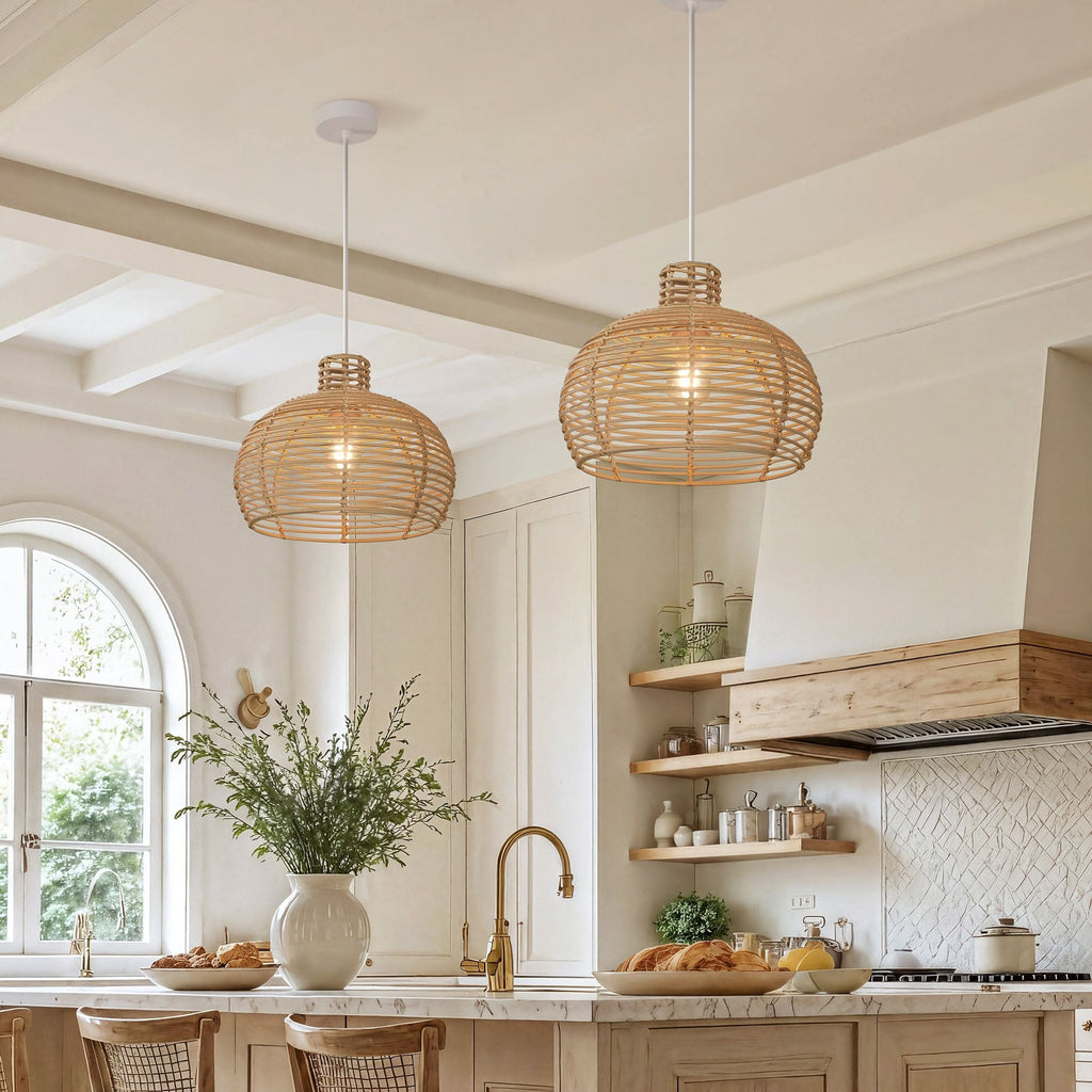 Lightsin Cella-Lightweight Open Weave Rattan Ceiling Light