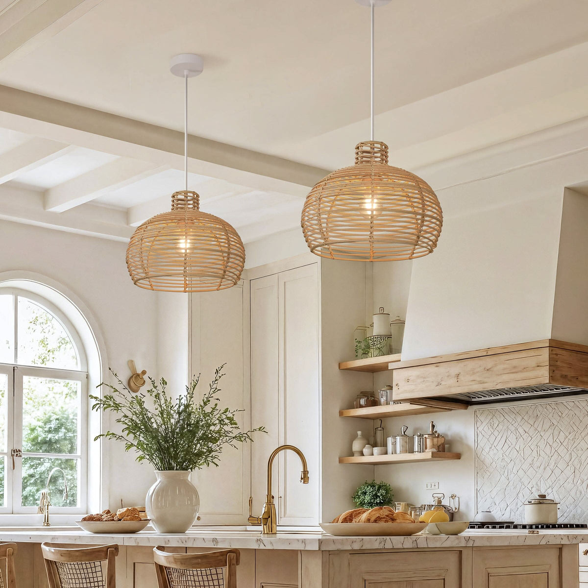 Lightsin Cella-Lightweight Open Weave Rattan Ceiling Light