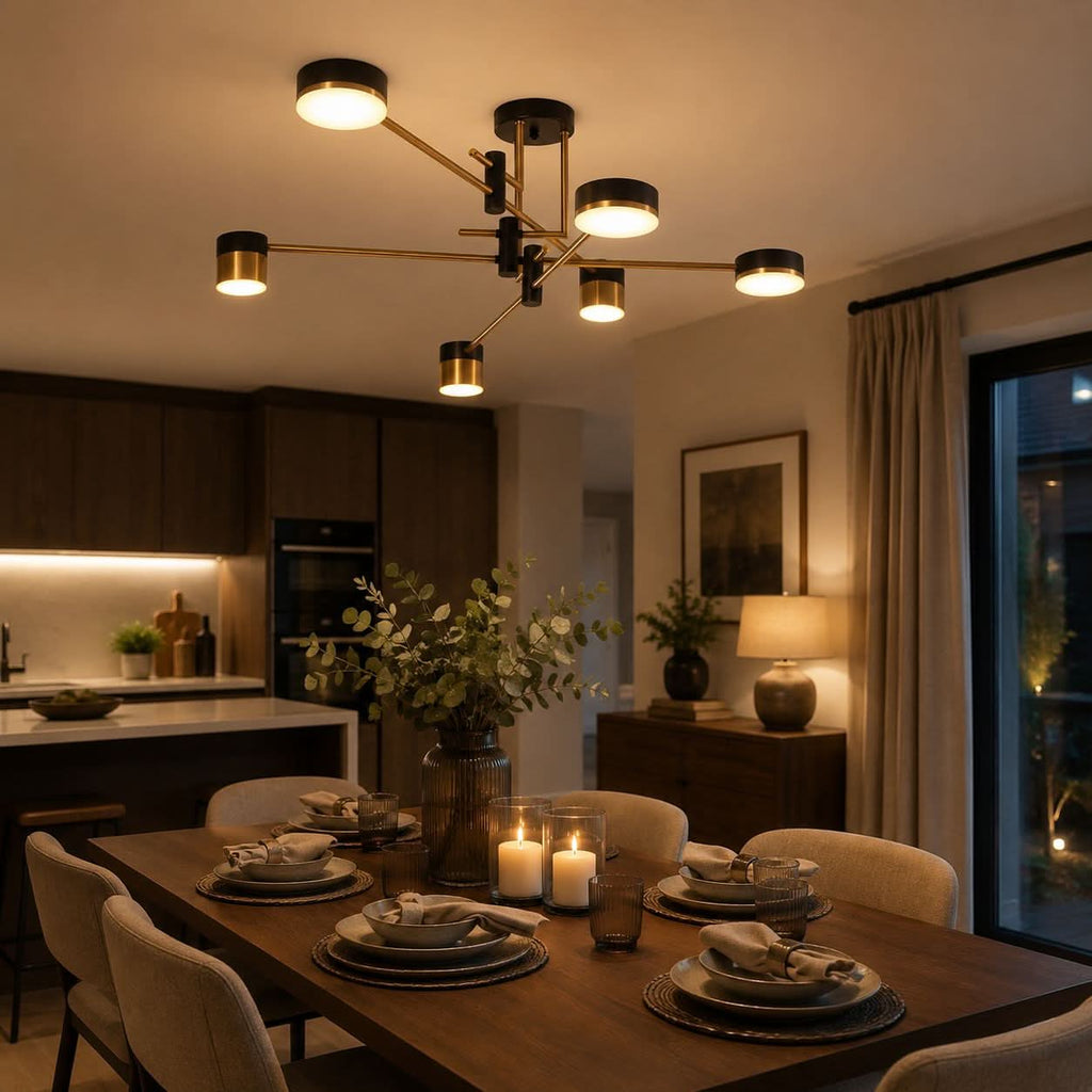 Lightsin Modern Black & Gold Metal Ceiling Light with LED Bulbs