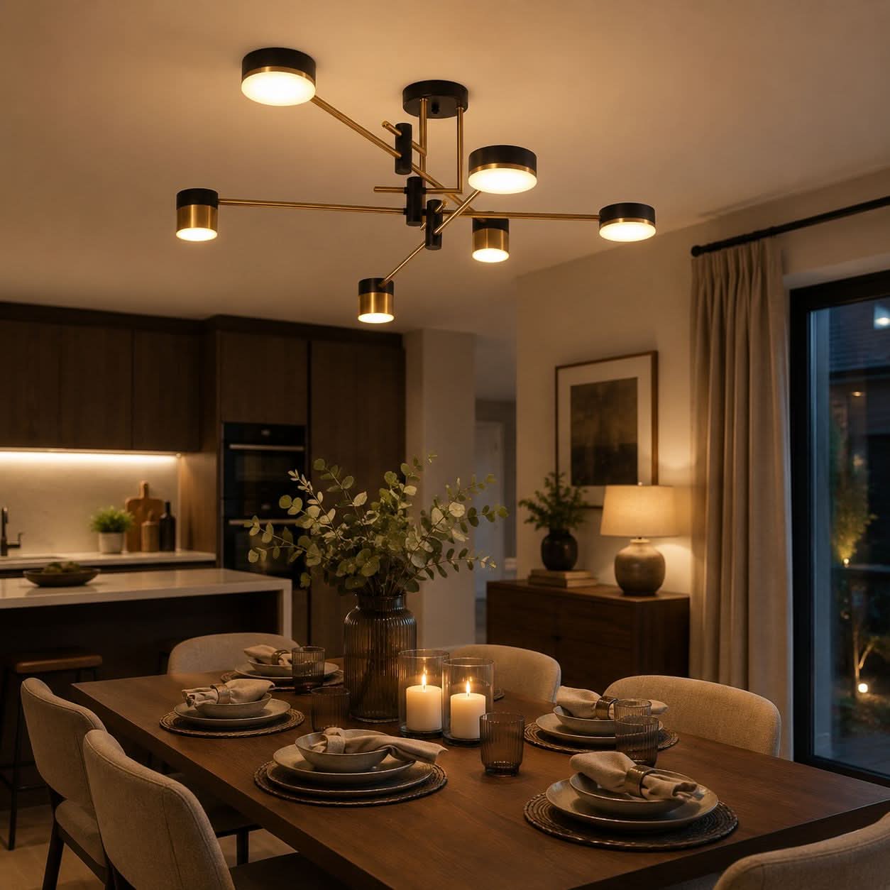 Lightsin Modern Black & Gold Metal Ceiling Light with LED Bulbs