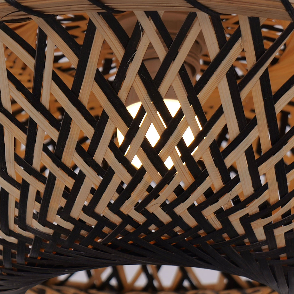Lightsin Handcrafted Bamboo Pendant Light – Black Accents & Eco-Friendly Design for Cozy Spaces