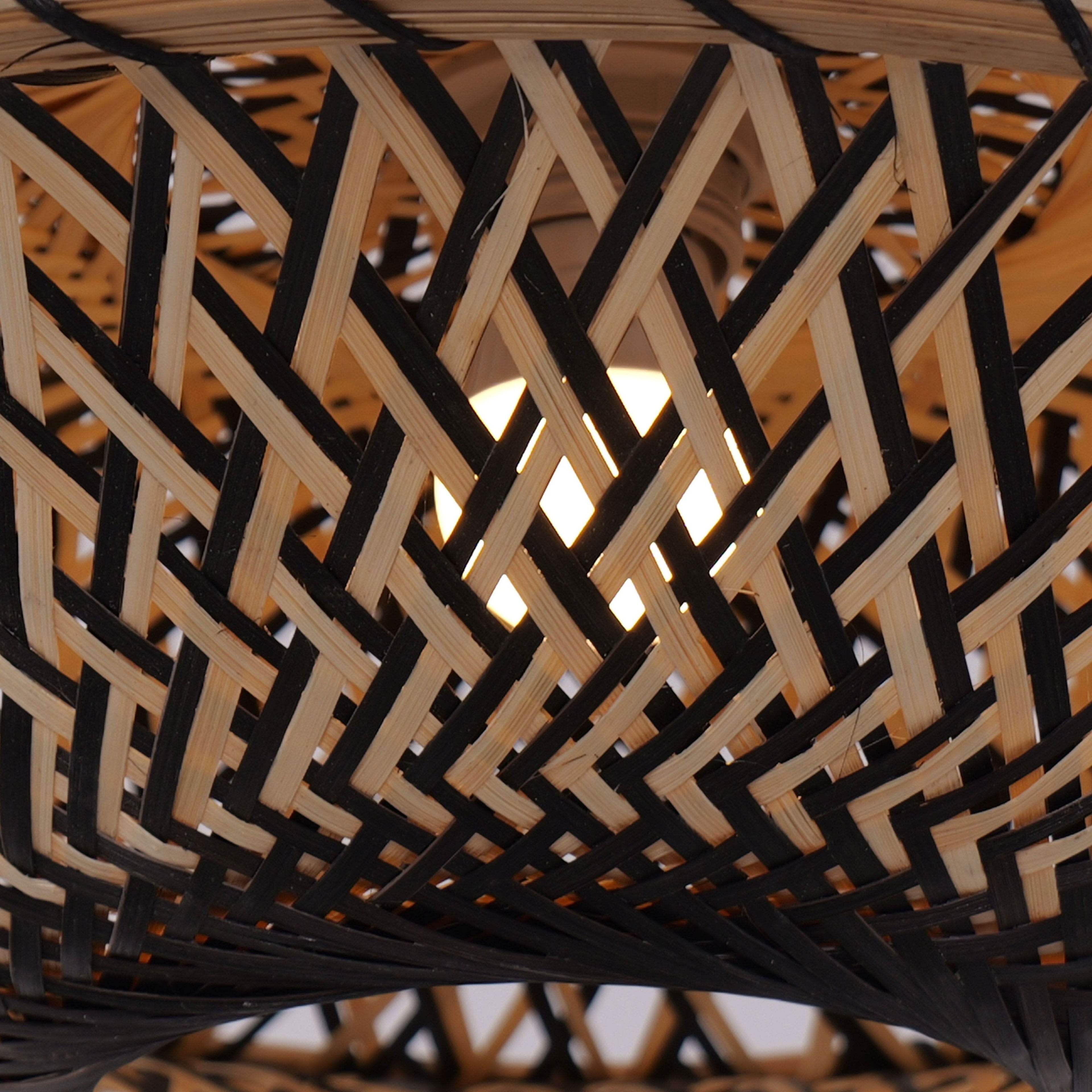 Lightsin Handcrafted Bamboo Pendant Light – Black Accents & Eco-Friendly Design for Cozy Spaces
