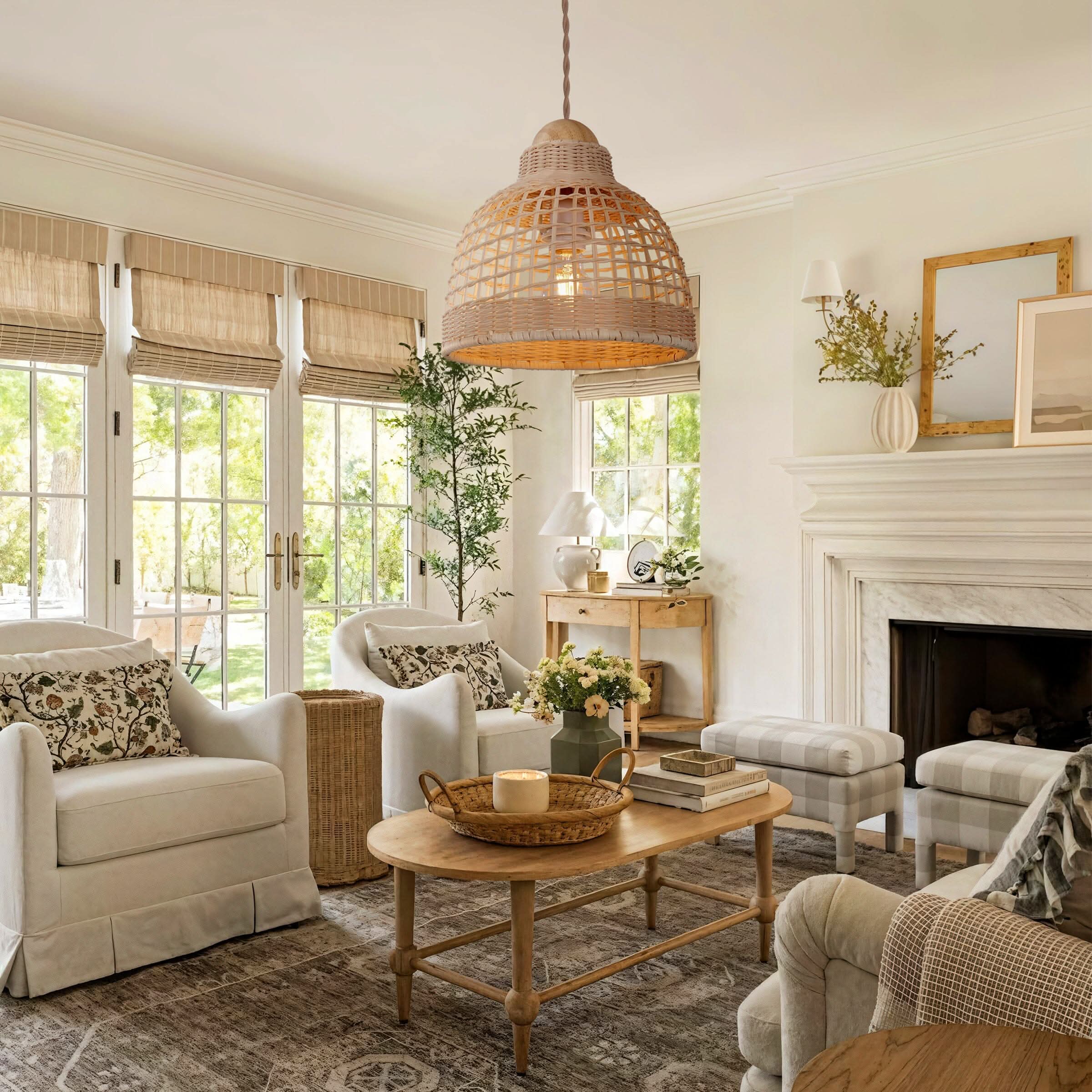 Lightsin Cella-Elegant Vintage Woven Rattan Minimalist Pendant Light