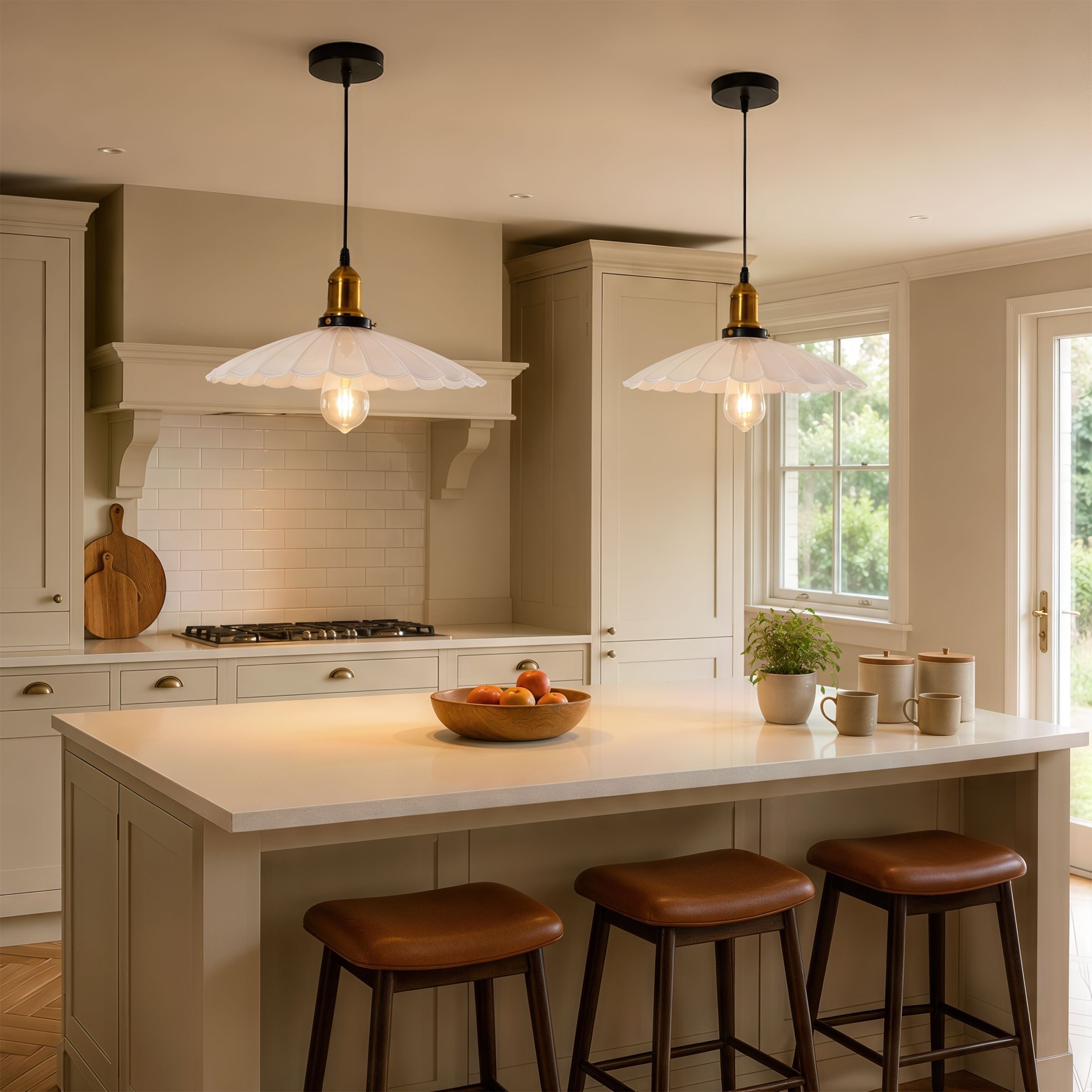 White Iron Pendant Light | Adjustable E27 Ceiling Lamp