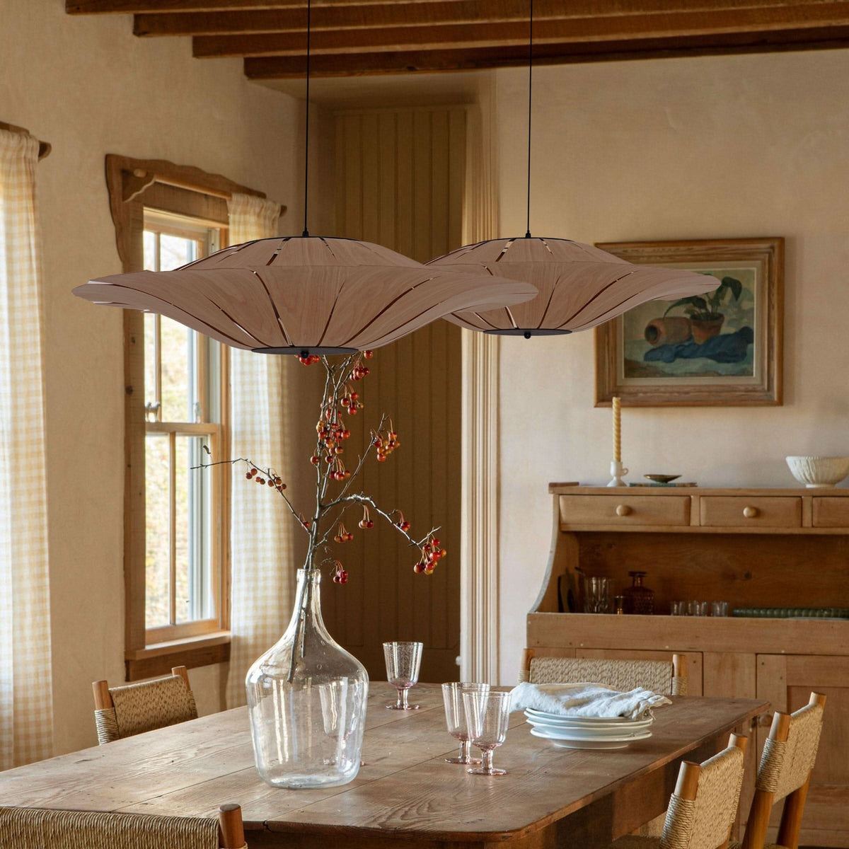 Lightsin Serene Wood Veneer LED Pendant Light with Tranquil Disc Design