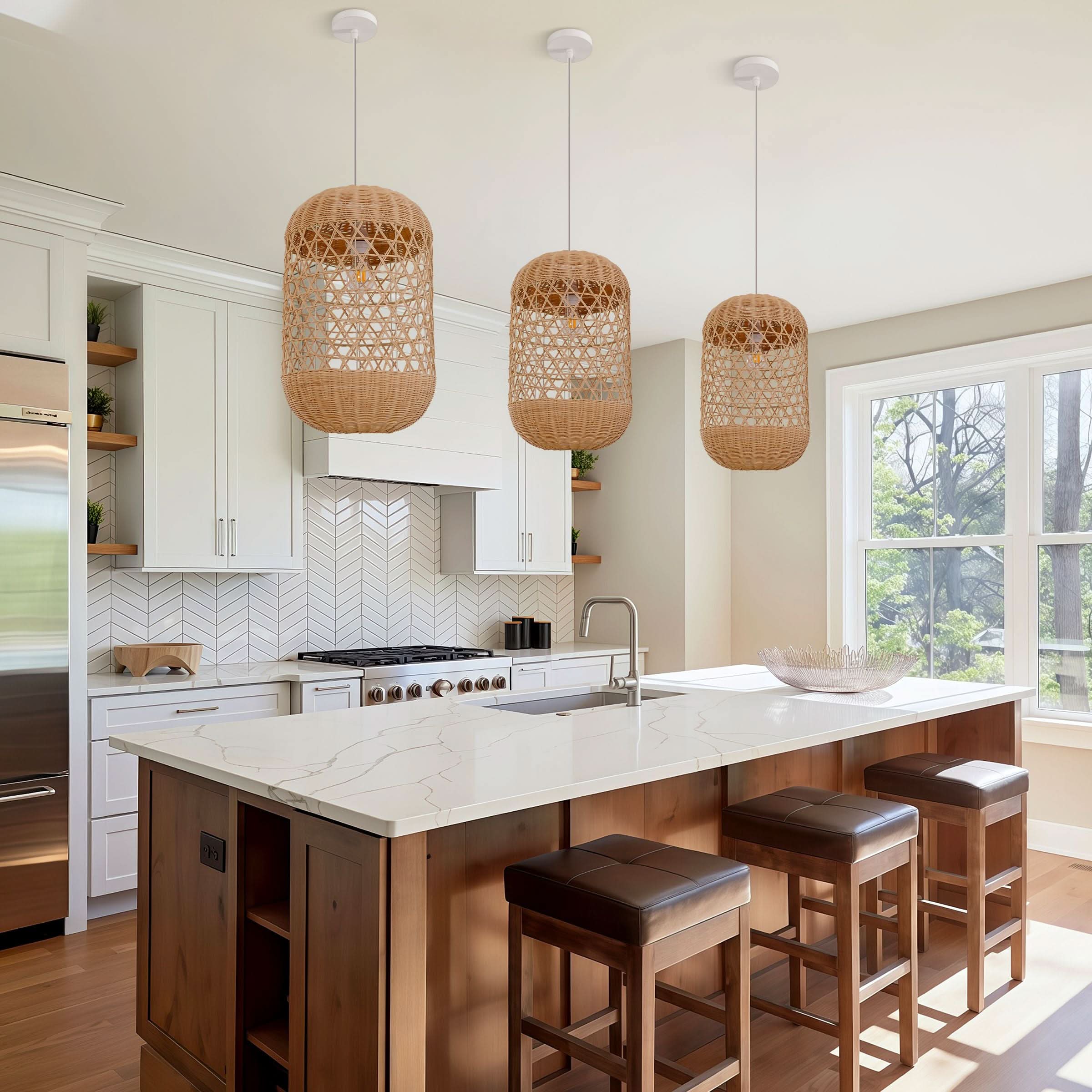Lightsin Japanese Capsule-Shaped Rattan Pendant Light