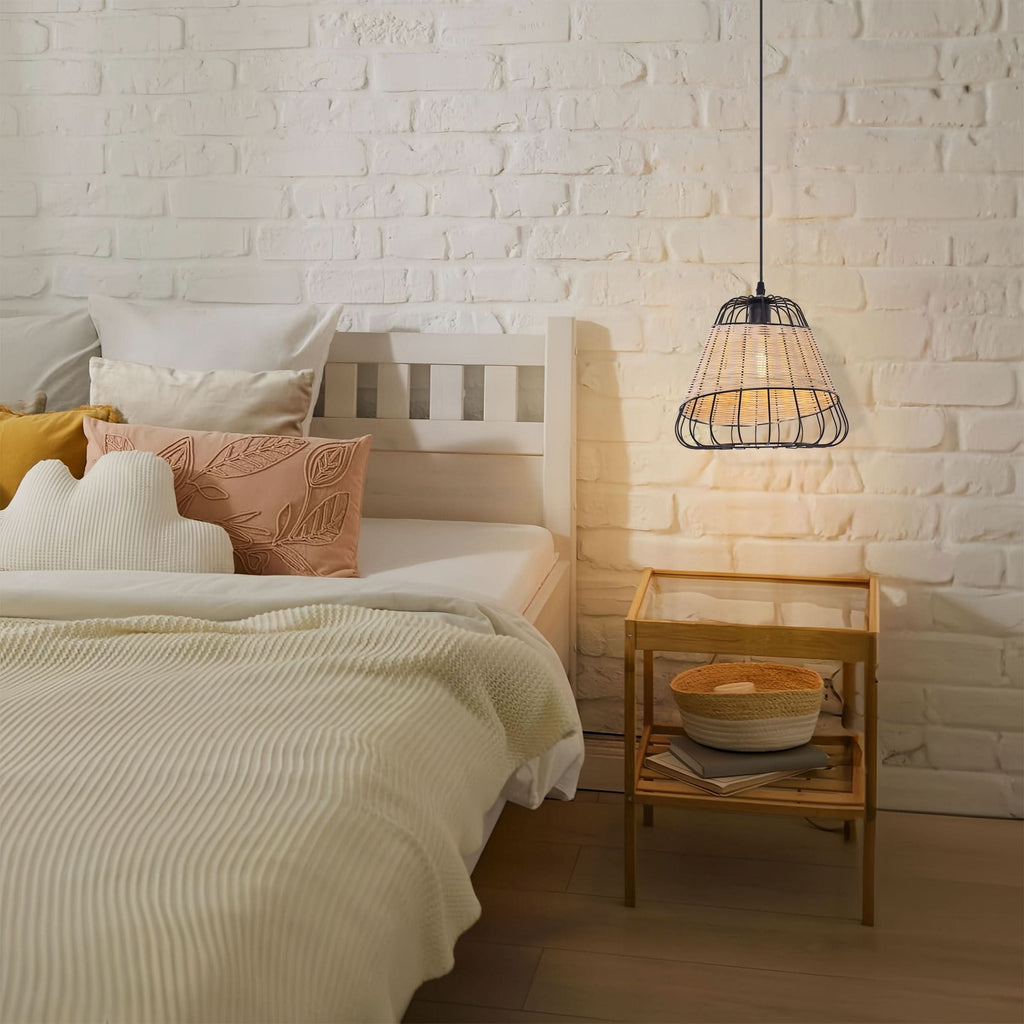 Glyph-Lightsin Bell-Shaped Rattan Pendant Light for Timeless Rustic Elegance
