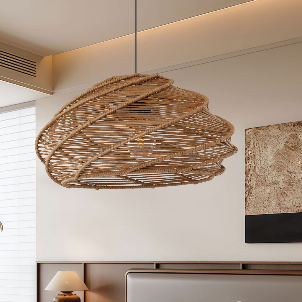 Lightsin Spiral Woven Paper Rope Pendant Light for Kitchen Island & Dining Room