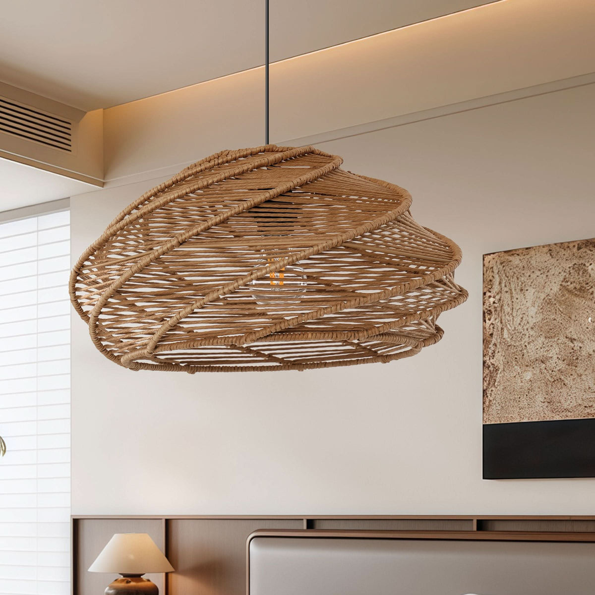 Lightsin Spiral Woven Paper Rope Pendant Light for Kitchen Island & Dining Room
