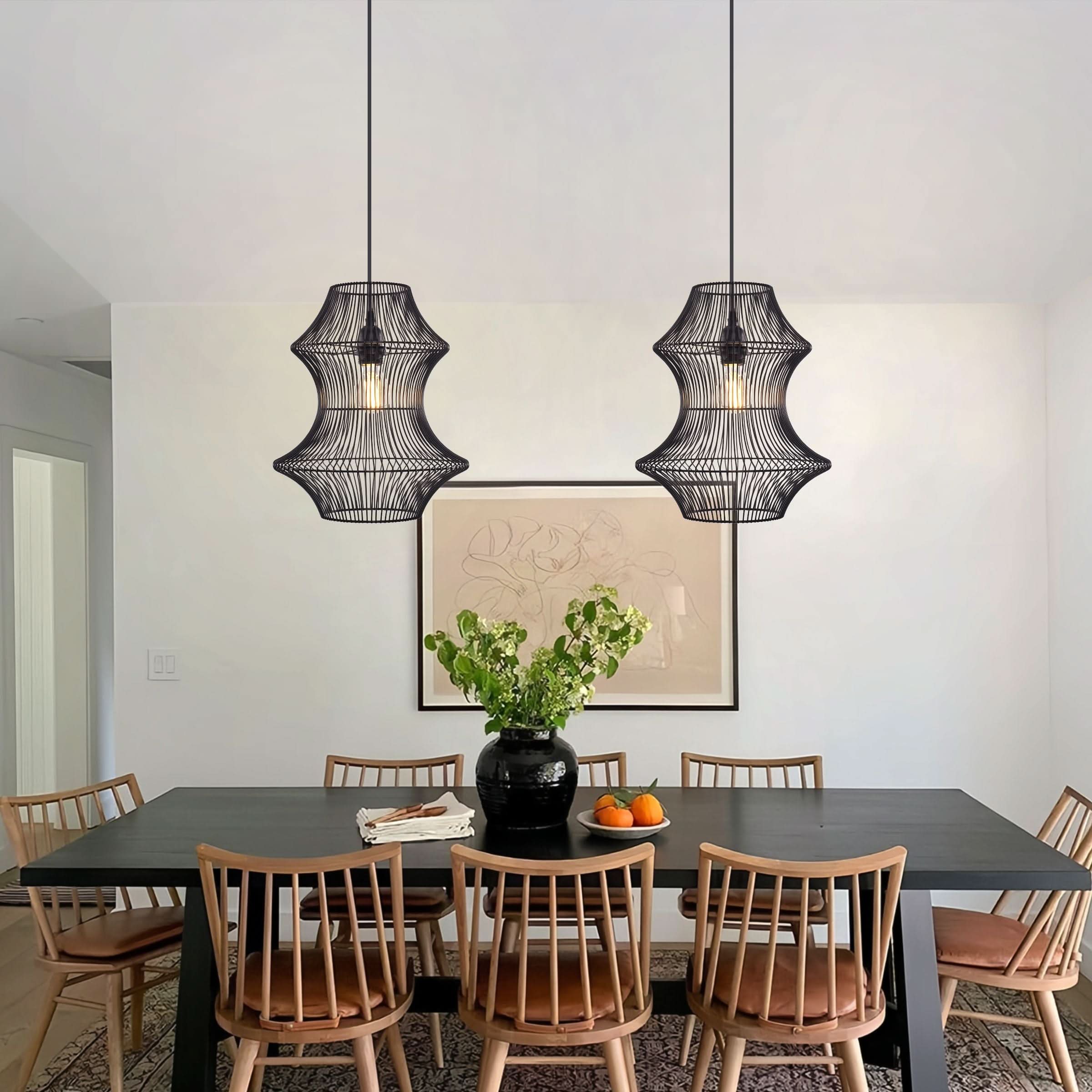Glyph-Lightsin Industrial Black Iron Pendant Light with Hourglass Shape