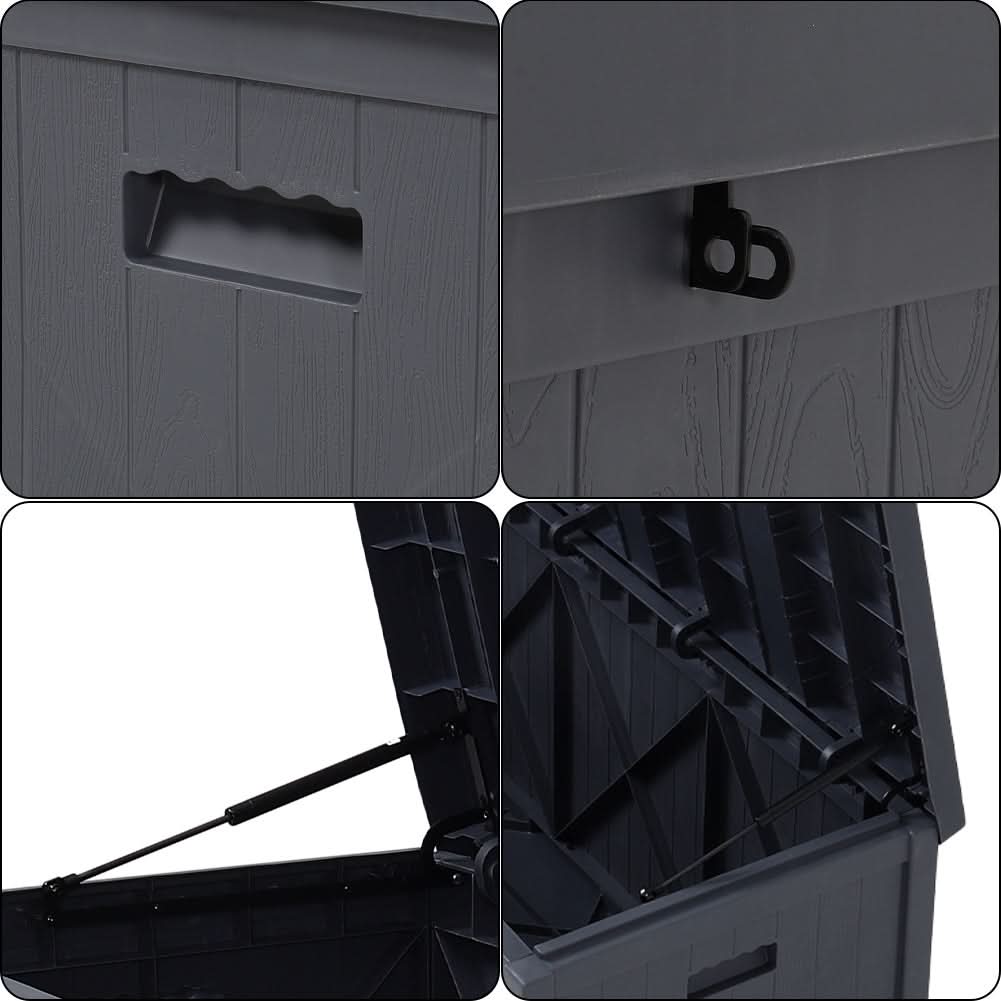 4ft PP Garden Storage Deck Box Large Outdoor Grey/Black