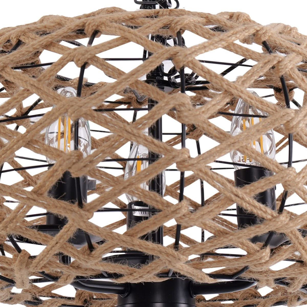 Glyph-Lightsin Rustic Hemp Rope Globe Pendant Light for Farmhouse and Industrial Style