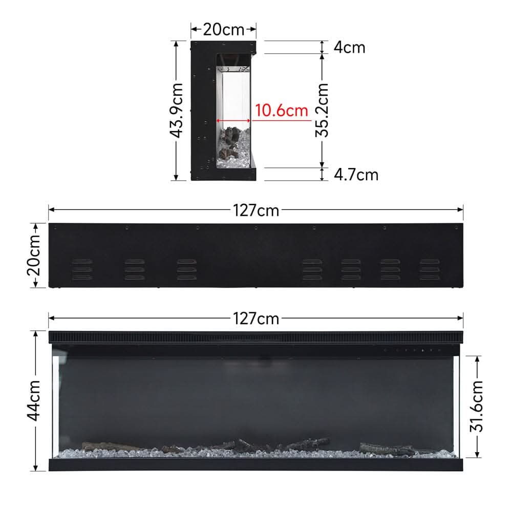40/50/60/70/80/100-Inch 3-Sided Freestanding Electric Fireplace 12 Flame Colours and 5 Brightness Modes