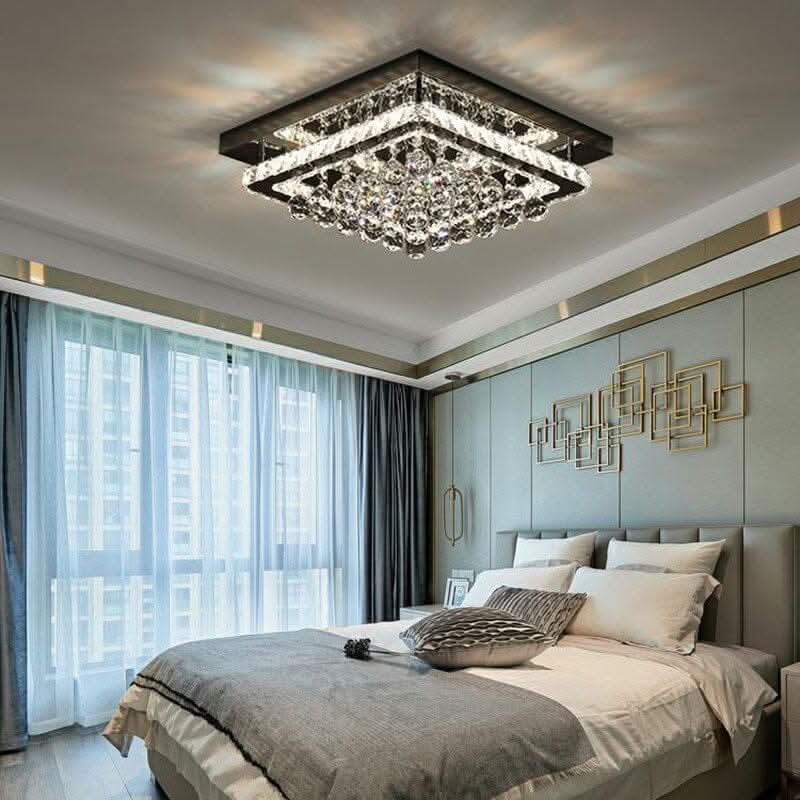 40cm W Chrome Finished Square LED Ceiling Light