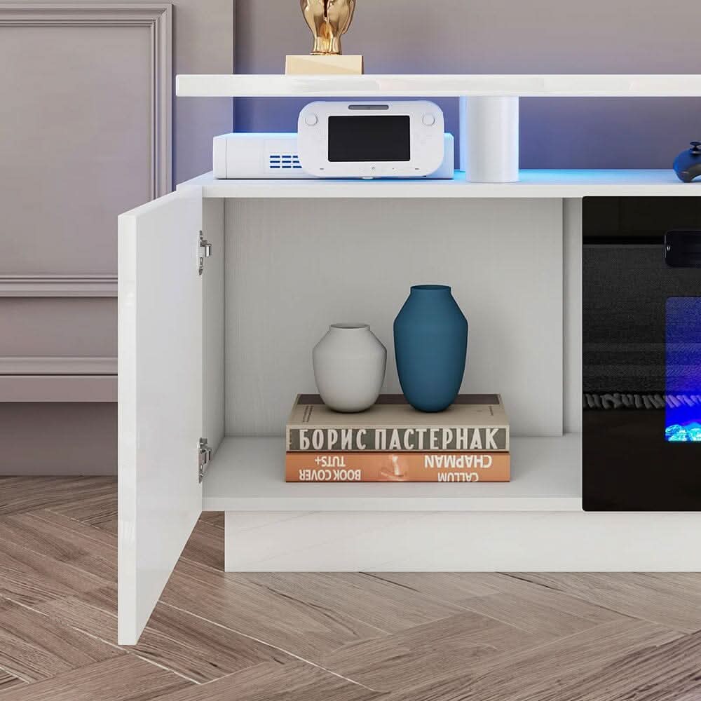 70 inch L Modern LED TV Stand with 12 Colour Electric Fireplace
