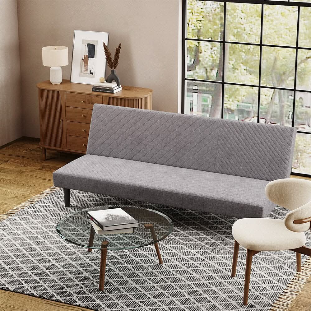 Grey 3 Seater Upholstered Sofa Bed