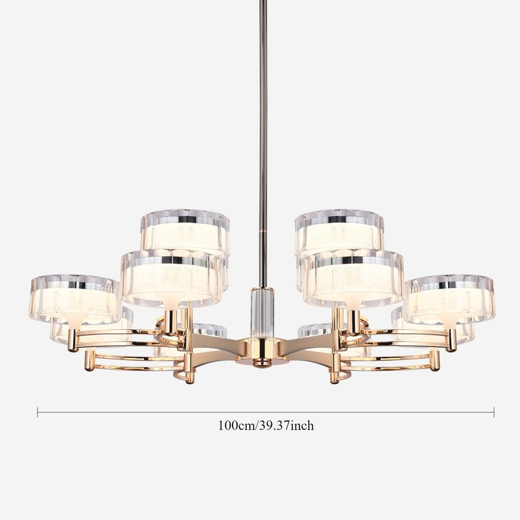 Lightsin Luxury Metal Chandelier for Living Room with Tri-Colour Lighting Options