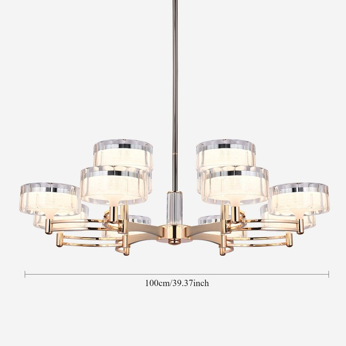 Lightsin Luxury Metal Chandelier for Living Room with Tri-Colour Lighting Options