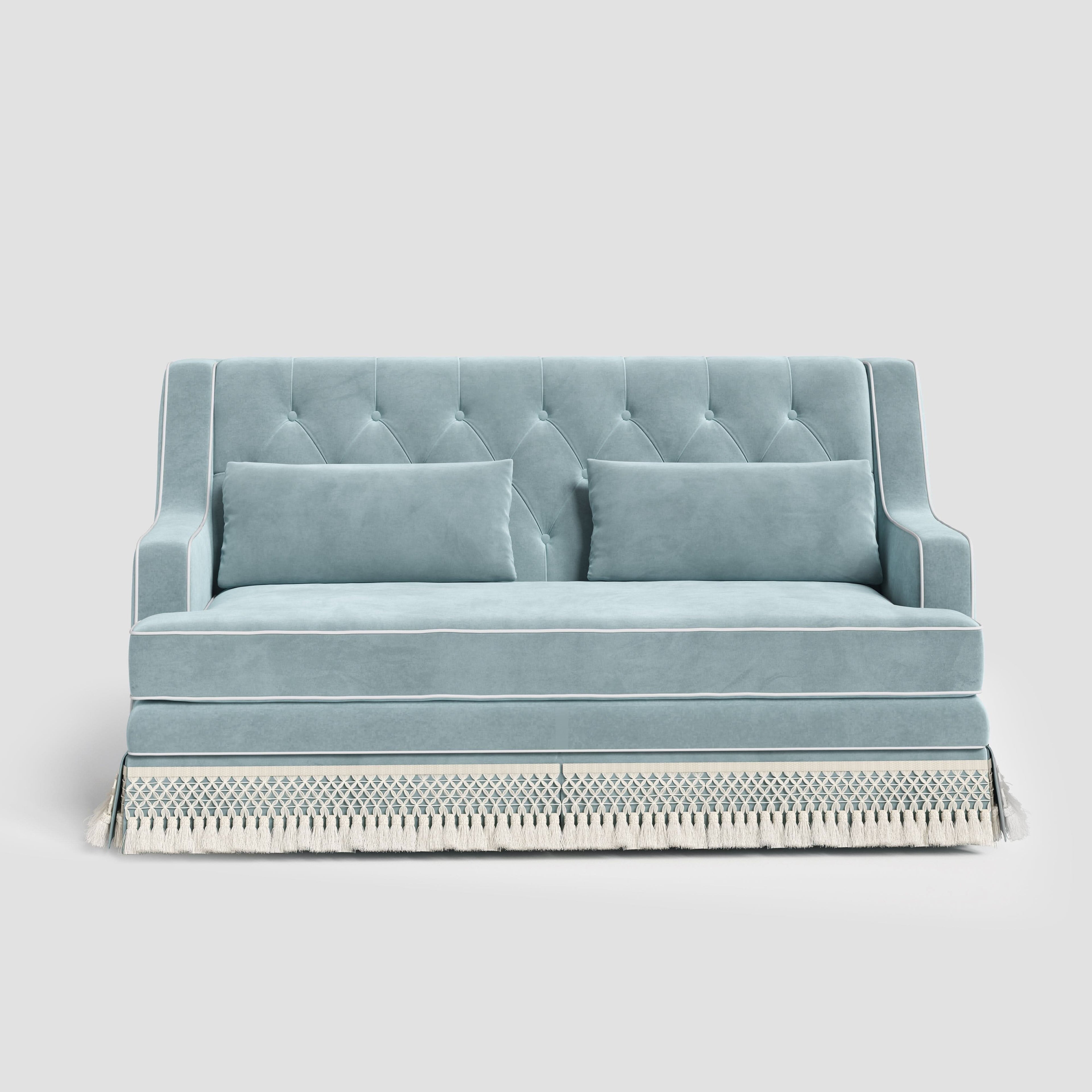 Cottonfy Fringe Skirt Sofa Velvet Linen Comfort Relaxed Living