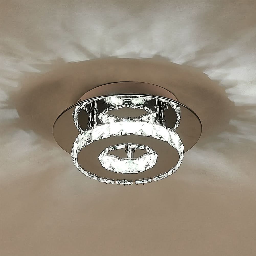 30cm W Stacked LED Ceiling Light with Crystal Rims Energy Saving