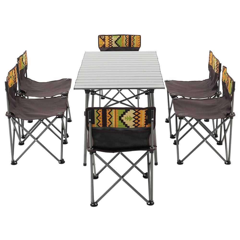 7 Piece Folding Camping Table and Chairs Set Portable with Carrying Bag