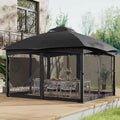 13ft Metal Pergola Refined Deep Gray with Enclosed Mesh Drapes